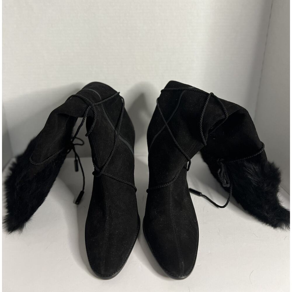 Vtg New Coach Women’s Faux Fur Top Mid Calf Chic Black Boots Sz 10